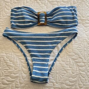 Nordstrom Striped Bandeau Bikini in Blue and White